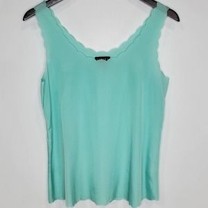 Timing Scalloped Hem Tan Top